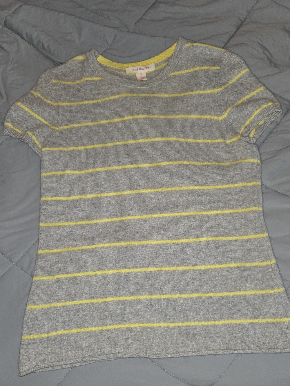 Gray & Yellow Striped Kids Short Sleeve Top